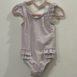 Carter's Lavender Striped Bodysuit with Yellow Dots 12 months